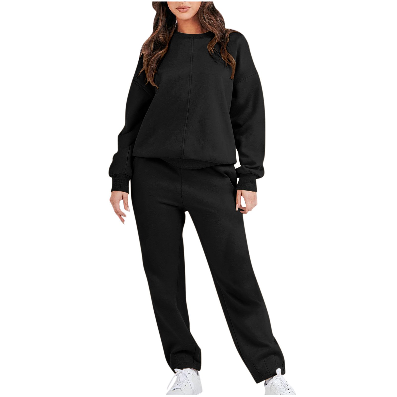 Hot Sell Plus Size Blank Sports Crewneck Pullover Custom Logo Autumn Winter Gym Sexy Tracksuits 2 Piece Elegant Women'S Sets