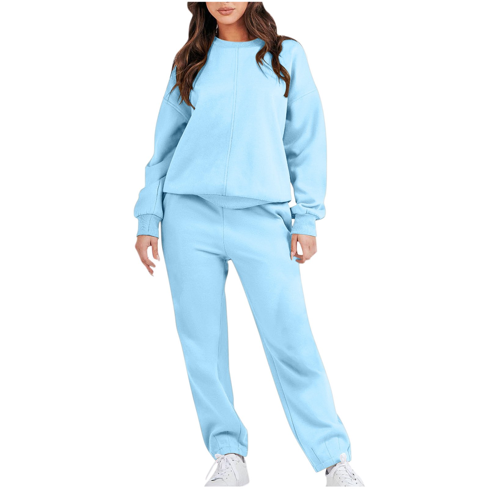 Hot Sell Plus Size Blank Sports Crewneck Pullover Custom Logo Autumn Winter Gym Sexy Tracksuits 2 Piece Elegant Women'S Sets