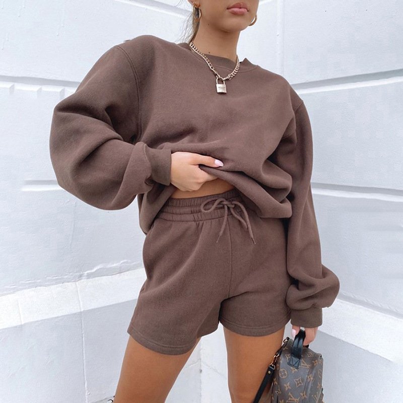 New Design 2024 Girl Short Pants Plus Size 2 Piece Set Sportswear Custom Logo Tracksuits Long Sleeves Outfits Jogger Women Set