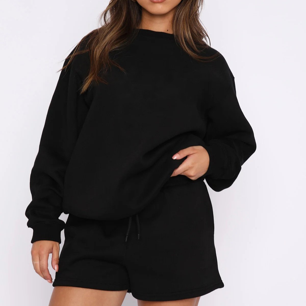 New Design 2024 Girl Short Pants Plus Size 2 Piece Set Sportswear Custom Logo Tracksuits Long Sleeves Outfits Jogger Women Set