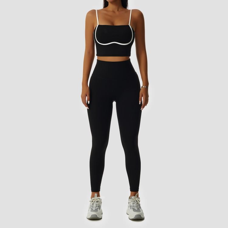 New Arrival Women's Yoga Patchwork Color Contrast Nude Fitness Suit Breathable Exercise Running Fast Drying Sports Yoga Set
