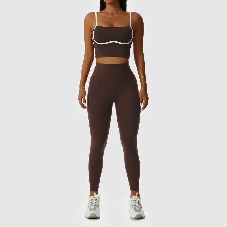 New Arrival Women's Yoga Patchwork Color Contrast Nude Fitness Suit Breathable Exercise Running Fast Drying Sports Yoga Set