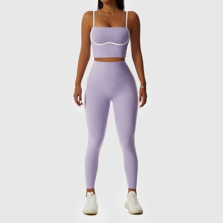 New Arrival Women's Yoga Patchwork Color Contrast Nude Fitness Suit Breathable Exercise Running Fast Drying Sports Yoga Set