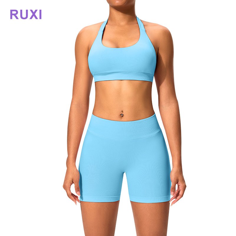 Woman Gym Fitness Set Seamless High Waist 2 Piece Shorts Set For Women Hip Lift Gym Set Women