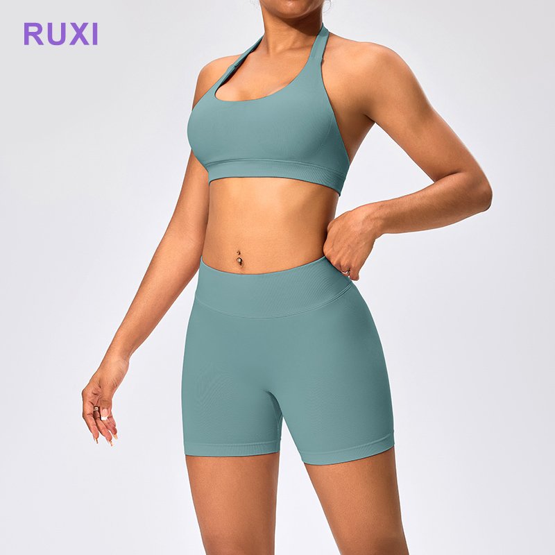 Woman Gym Fitness Set Seamless High Waist 2 Piece Shorts Set For Women Hip Lift Gym Set Women