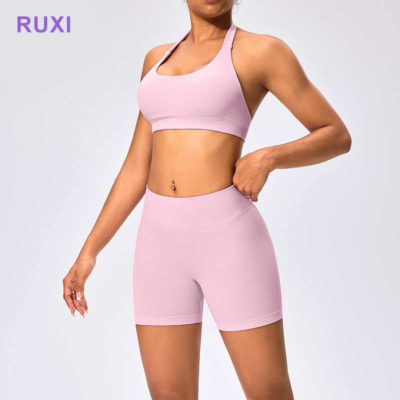 Woman Gym Fitness Set Seamless High Waist 2 Piece Shorts Set For Women Hip Lift Gym Set Women