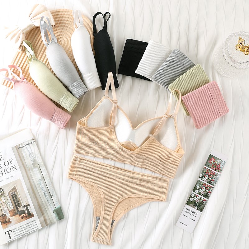 New U-shaped back cotton seamless underwear thong suit Comfortable zero-binding underwear underpants set