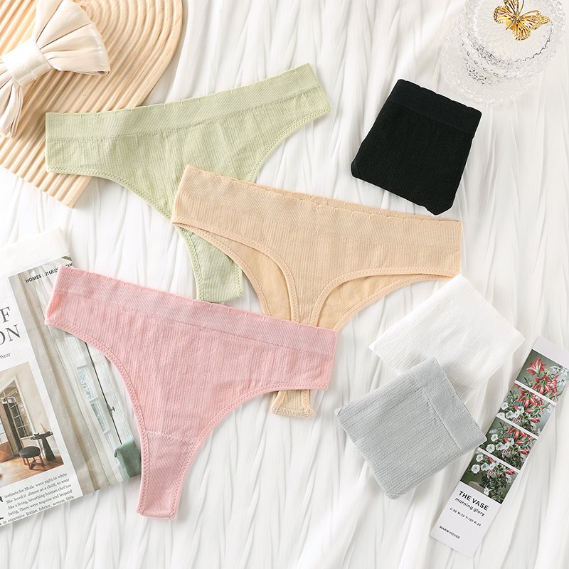 New U-shaped back cotton seamless underwear thong suit Comfortable zero-binding underwear underpants set