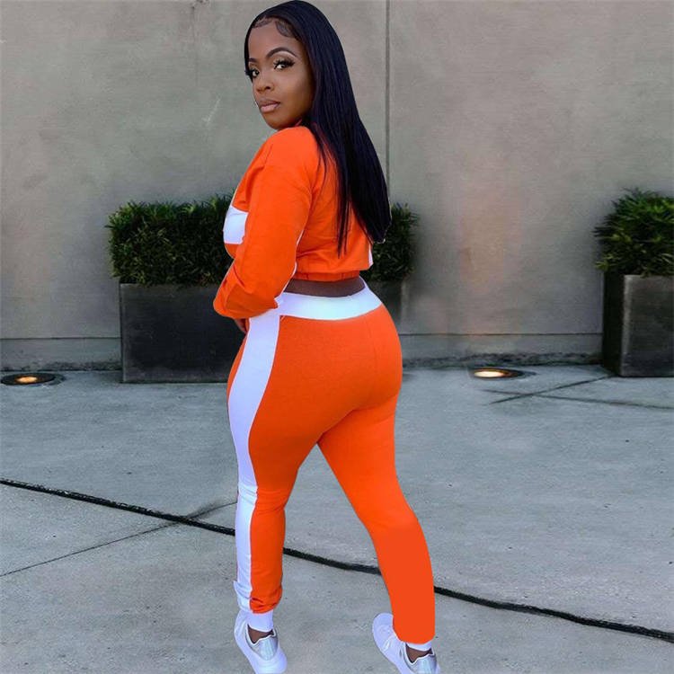 Hot Sale Sportswear letter printing Women's fashion casual hot style monogrammed zipper two-piece suit