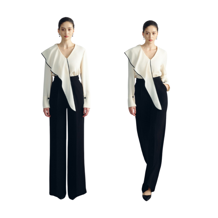 Timeless Black Women's Pants Trousers Triacetate Fabric JENA STRAIGHT LEG PANTS Ladies Clothes Straight Pants With Blouse