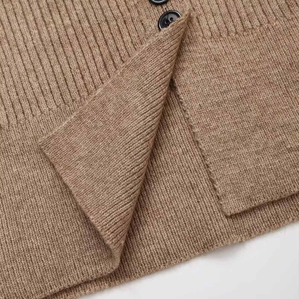 PB&ZA set woman 2 pieces 2024 Five-button vertical bar set Fashion Vintage Long Sleeve Sweater Vents Female + Pants Women's suit