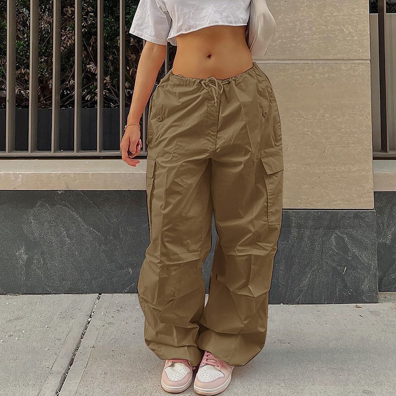 Best Selling Products 2023 Fashion Loose Straight-leg Pants Casual Cargo High Waist Stacked Pants Women