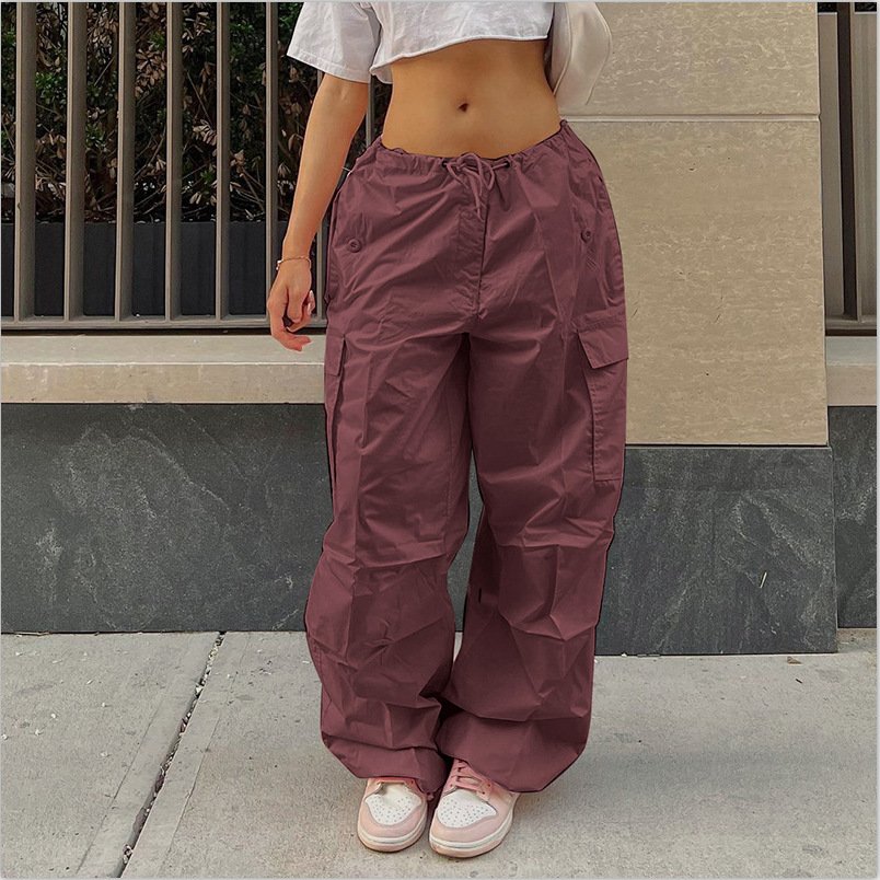 Best Selling Products 2023 Fashion Loose Straight-leg Pants Casual Cargo High Waist Stacked Pants Women
