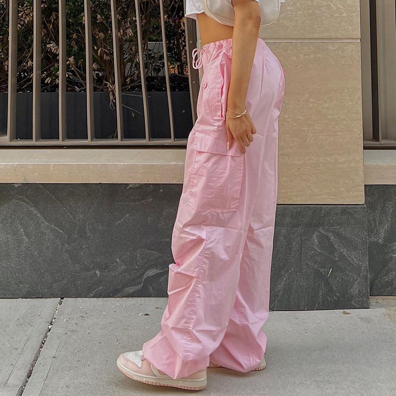 Best Selling Products 2023 Fashion Loose Straight-leg Pants Casual Cargo High Waist Stacked Pants Women