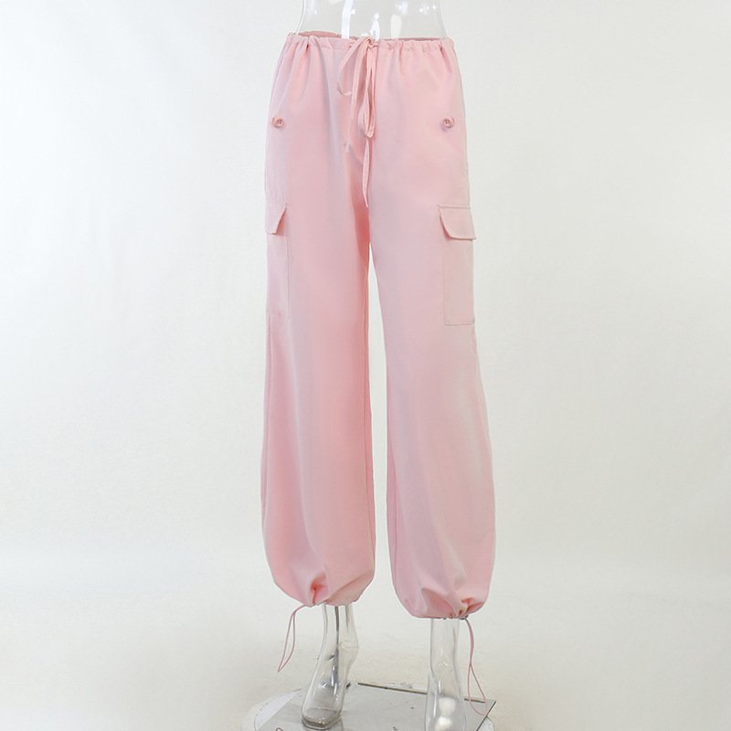 Best Selling Products 2023 Fashion Loose Straight-leg Pants Casual Cargo High Waist Stacked Pants Women
