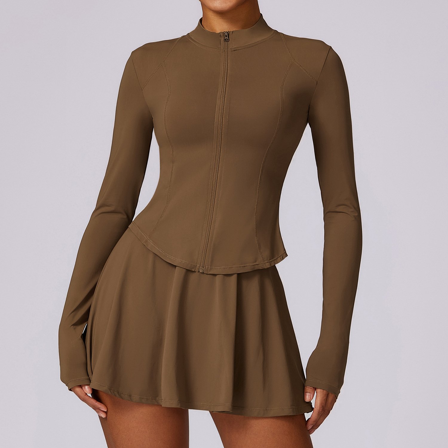 Women Long Sleeve Jacket Louver Edge Dress Yoga Sets Lady Sunscreen Solid Color Gym Suits Female Quick Dry Anti Glare Sportswear