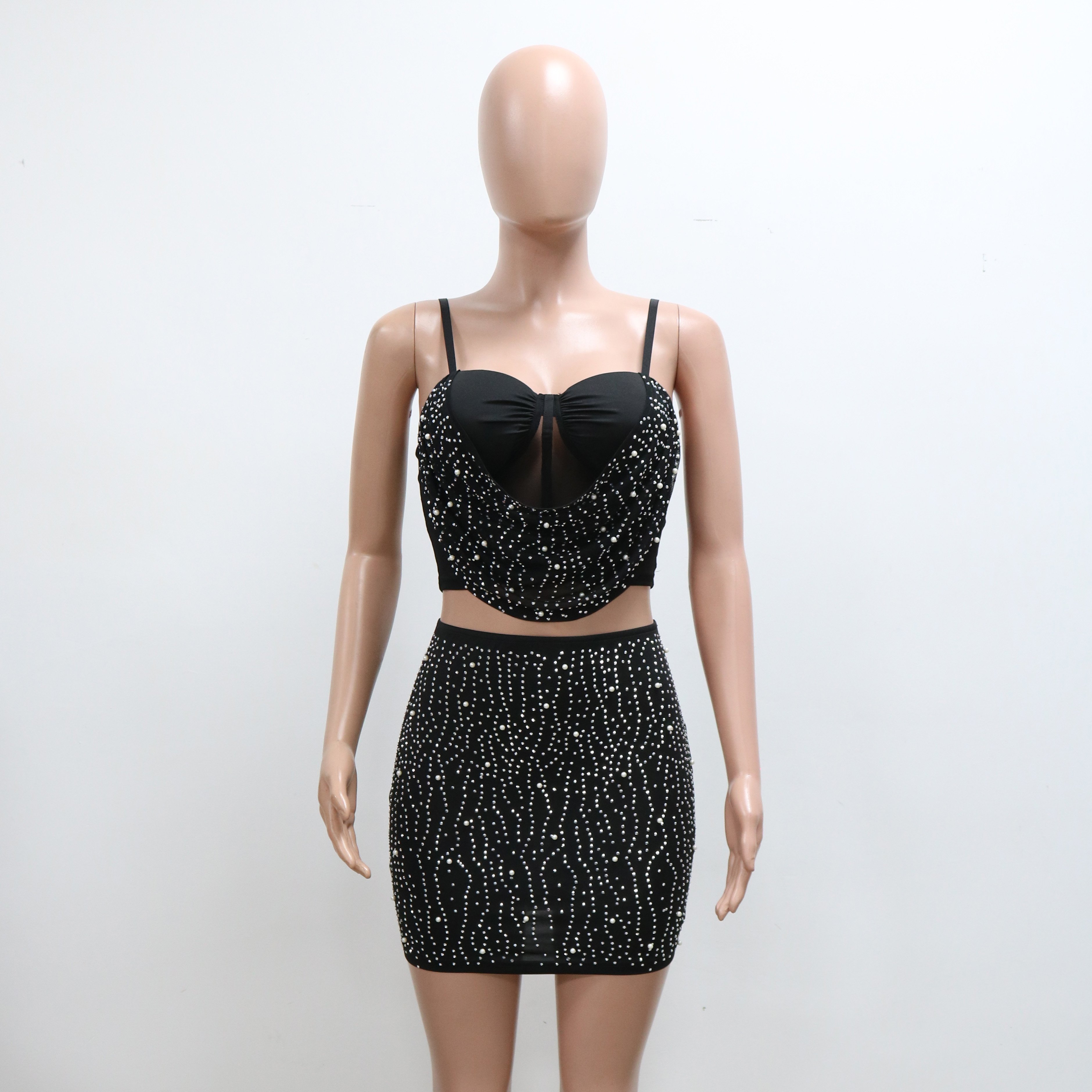 CY900791 Sexy Women Club Outfits Matching Sets 2 Piece Skirt Set Crop Top and Mini Skirts 2024 Falda de 2 piezas