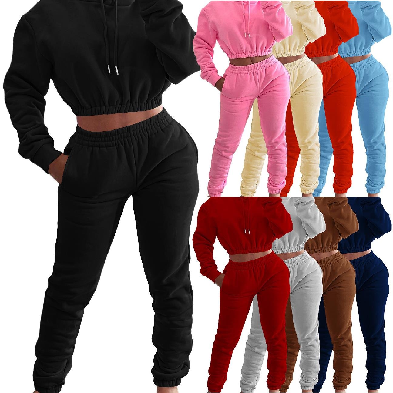 2023 women training jogging wear 2 piece sweatpants and half zipper hoodie set ensemble jogging female high quality jogger set