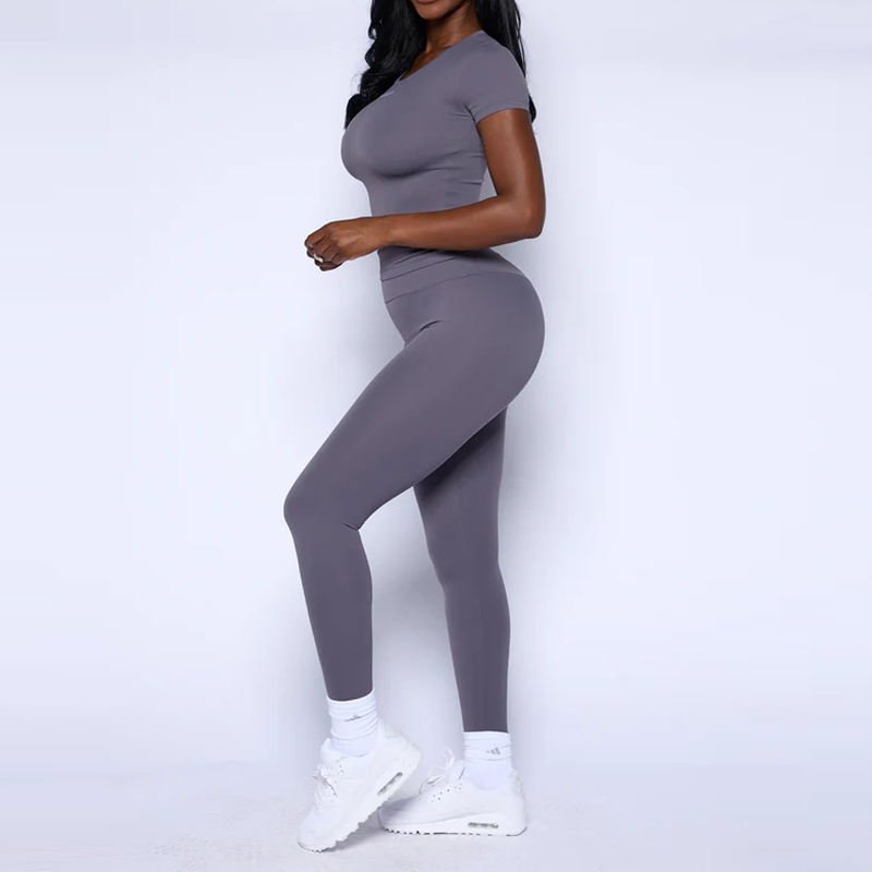 Women Sets Gym Two Piece Plus Size Activewear High Back Sports Bra Tanktop 2Pcs Shorts Pants Ladies Ribbed Seamless Yoga Sets