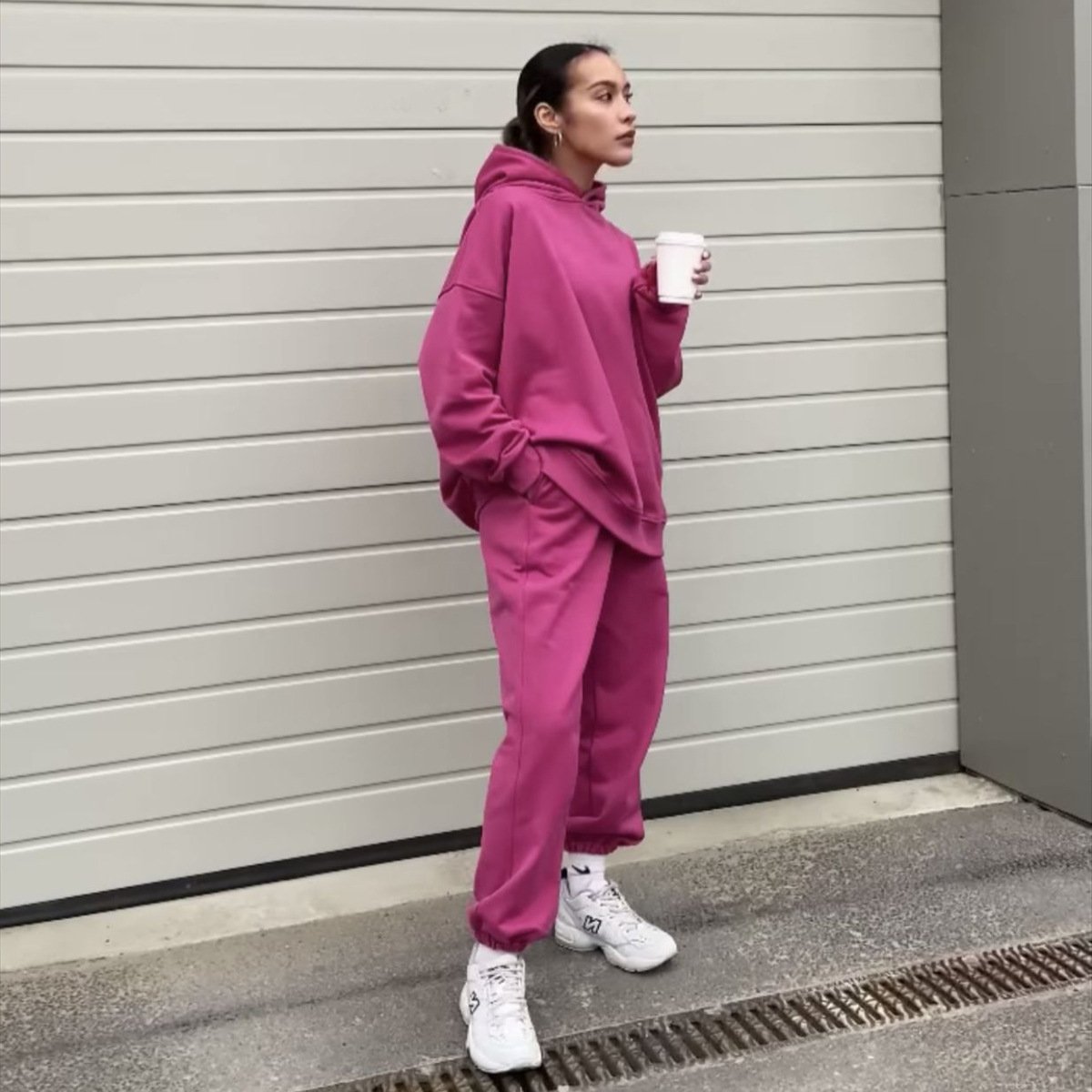 New Custom Solid Color Outdoor Gym Thickened Sports Leisure 2 Pieces Hoodie Trousers Women Sweatpants Set Sportswear