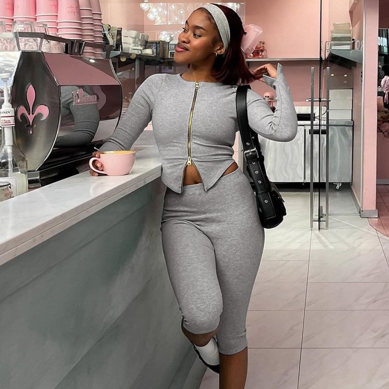 Casual Sporty Style 2 Piece Set Women Spaghetti Straps Two Pieces Short Sets Skinny Women's Set