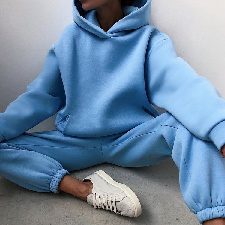 whosale Oversize Hoodies Tracksuits Outfits Fashion Custom Puff Print Logo Plus Size Gym Two Piece Set Jogger Plain Women'S Sets