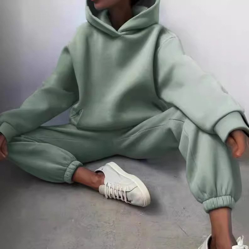 whosale Oversize Hoodies Tracksuits Outfits Fashion Custom Puff Print Logo Plus Size Gym Two Piece Set Jogger Plain Women'S Sets