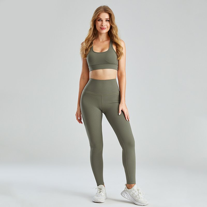Custom Logo Sexy Yoga Fitness Sport Top Gym Wear Women Yoga Set New Solid Color Fashion 2 Pieces Women Clothing