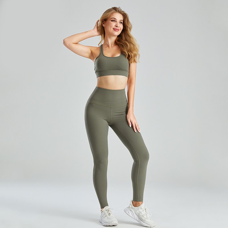 Custom Logo Sexy Yoga Fitness Sport Top Gym Wear Women Yoga Set New Solid Color Fashion 2 Pieces Women Clothing