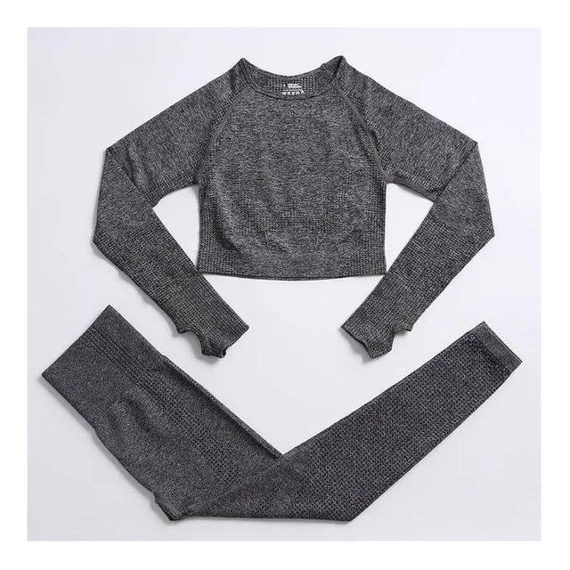 Yoga Set Leggings With Pockets Pink Workout Clothing ensemble pour femme Spandex Crop Top Booty Mesh Workout Set Women