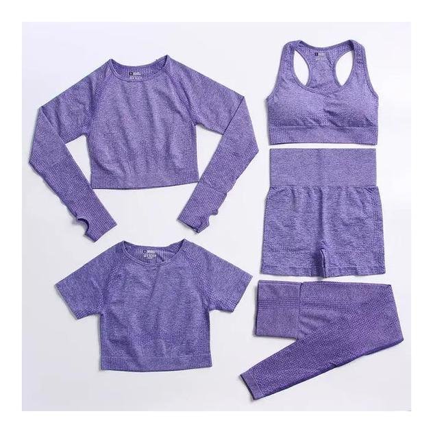Yoga Set Leggings With Pockets Pink Workout Clothing ensemble pour femme Spandex Crop Top Booty Mesh Workout Set Women