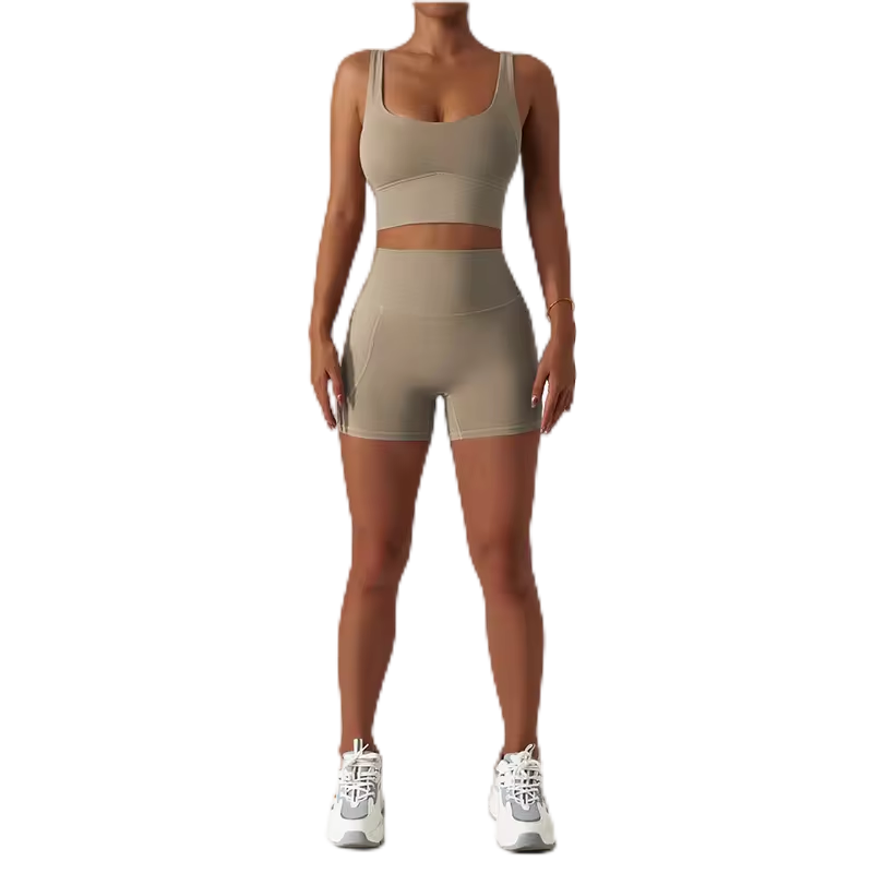 Custom Logo Side Pockets Fitness Wear Gym Sportswear Girls 2 Pieces Yoga Sets For Women