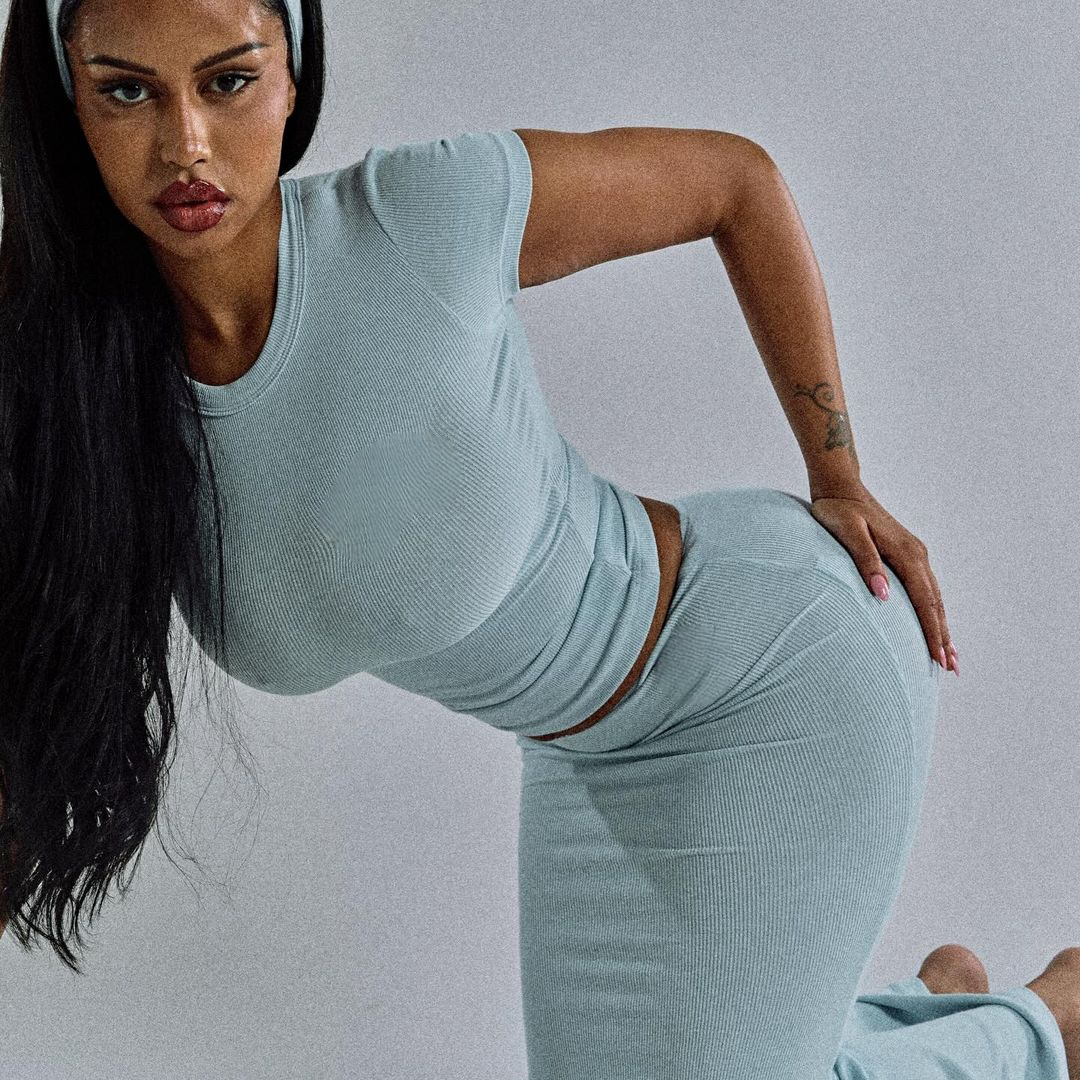 Custom Loungewear Women 2 Piece Skirt Set Matching Headband New Ribbed Essentials Short Sleeve And Maxi Long Skirt Sets Women