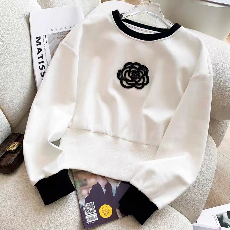 Wholesale 2023 Autumn Casual Color Matching Round Neck Fashion Age Reducing Knitted Wide Leg Pants Women's Set