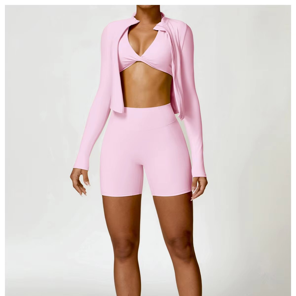 High Quality Women's Pink Colors Wholesale Women Gym Fitness 3 Piece Yoga Sets Sports Yoga Suit Mujer Seamless Sport Femme Woman