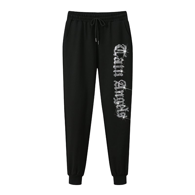 Fashion Adjustable Zipper Custom Long Sleeve Women's Suits Jogger Tracksuit Rhinestone Hoodie Set