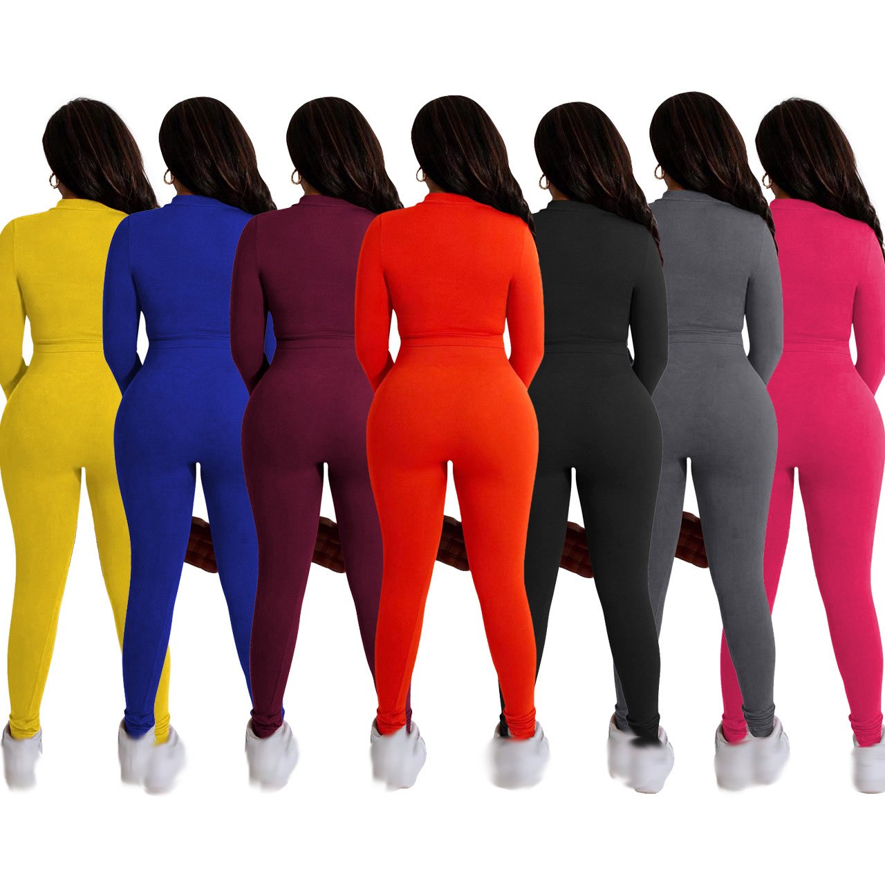 Conyson Solid Tracksuits Long Sleeves Legging Custom Logo For Women Clothing Gym seamless jogger Two Piece Matching S Slim Sets