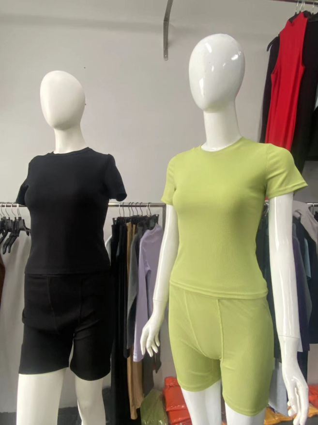 black women's lounge wear polyester tshirt and boyfriend shorts two pieces set ribbed loungewear women sets spring 2024 clothing