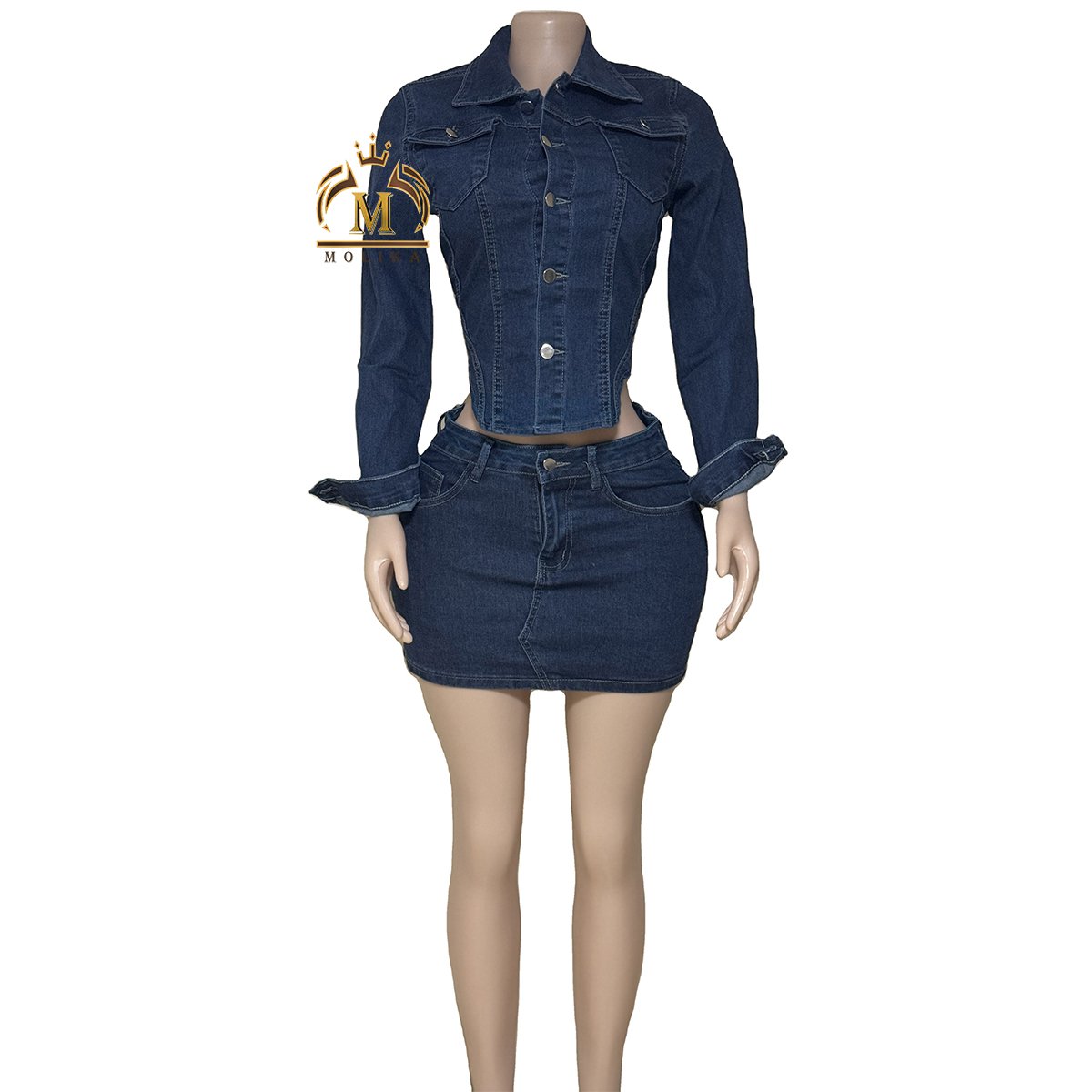 New Women's Denim Skirt Sets Crop Jacket And Shorts Matching 2 Piece Lady Leisure Two Piece Jeans Shorts Women Denim Skirt Sets