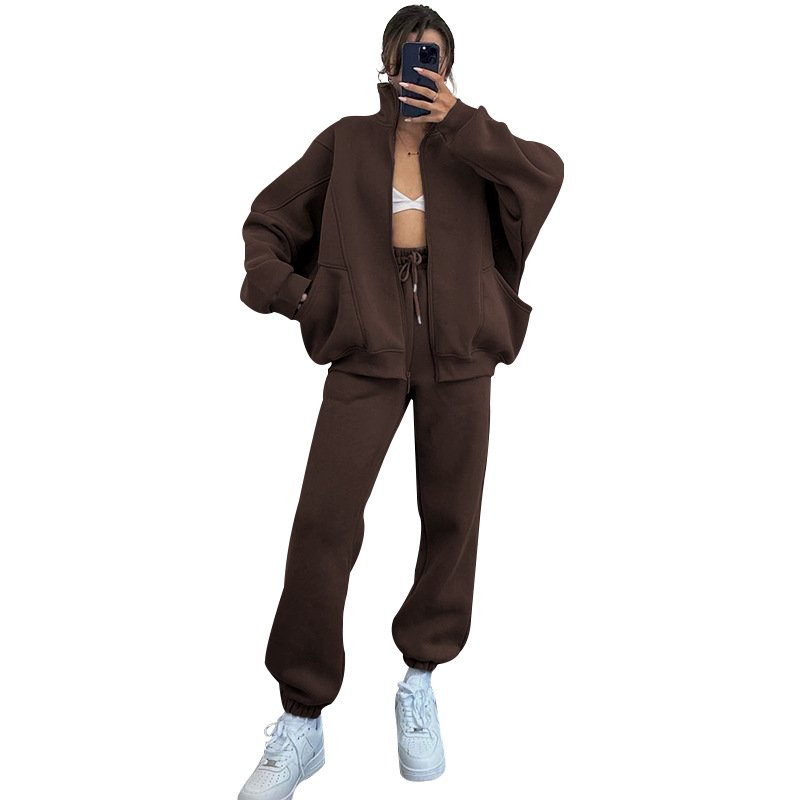 Manufacturer Autumn Winter Plain Sports Gym Two Piece Custom Embroidery Logo Plus Size Tracksuits Sexy Two Piece Women'S Sets