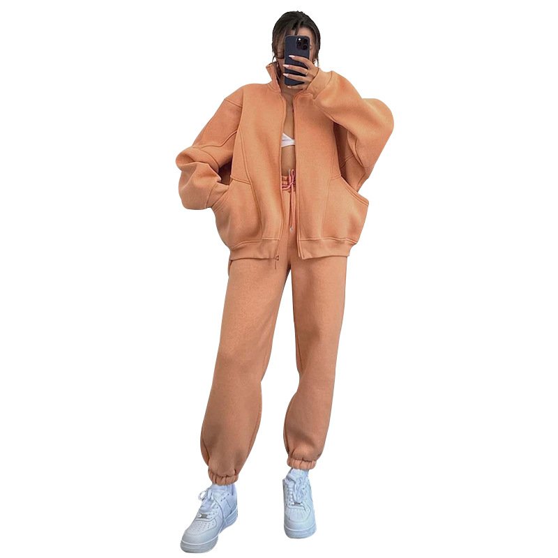Manufacturer Autumn Winter Plain Sports Gym Two Piece Custom Embroidery Logo Plus Size Tracksuits Sexy Two Piece Women'S Sets