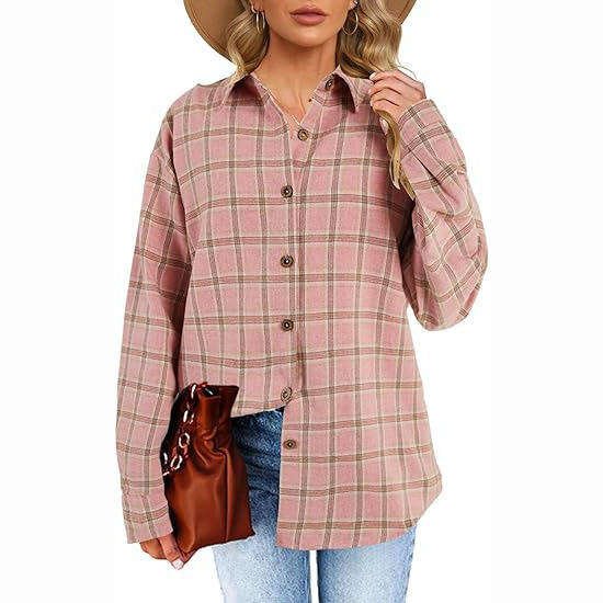 Women's Vintage Plaid Shirts Button-Down Flannel Tops 100% Cotton Poplin Blouse Lace Decoration Available Plus Sizes Front Back