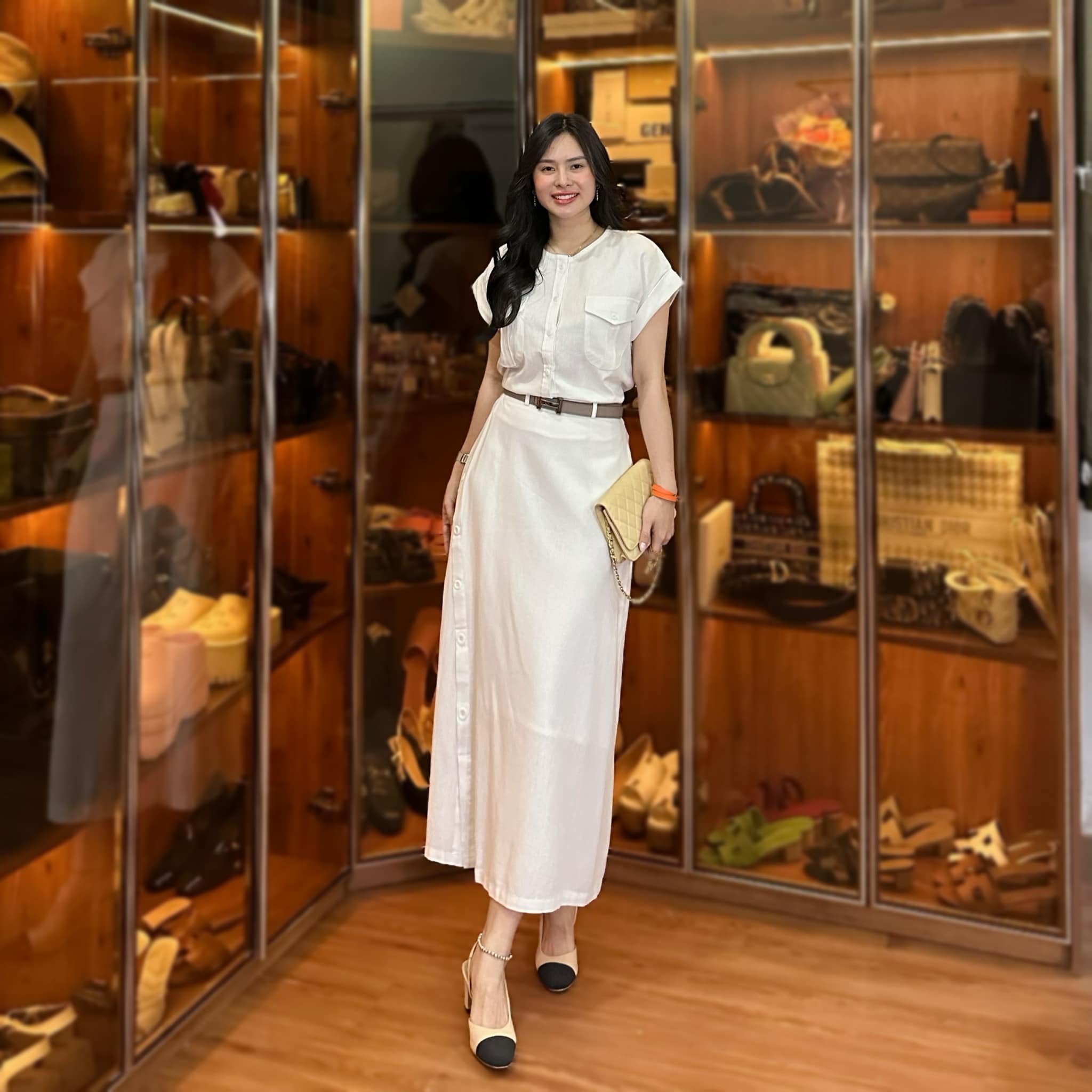 Elegant Women's Set From High-End Linen Fabric T-Shirt And Long Skirt in Set Women's Suits Women's Clothing OEM ODM HB08