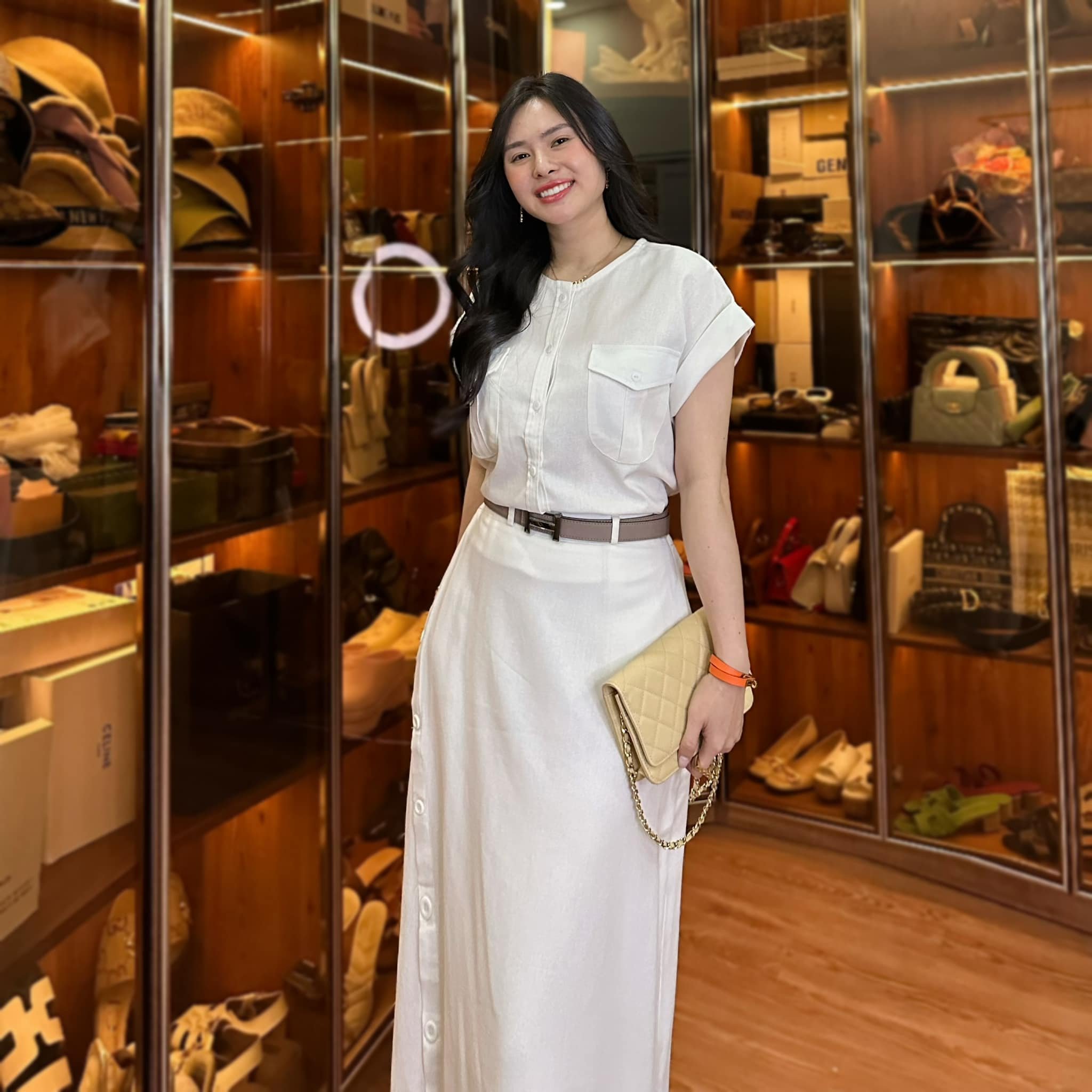 Elegant Women's Set From High-End Linen Fabric T-Shirt And Long Skirt in Set Women's Suits Women's Clothing OEM ODM HB08