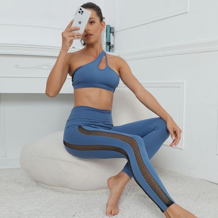 Womens 2 Piece Yoga Sexy Fitness Set Bodysuit Push Up High Waist Legging Activewear Ribbed Pant Matching Girls Jogging Gym Set