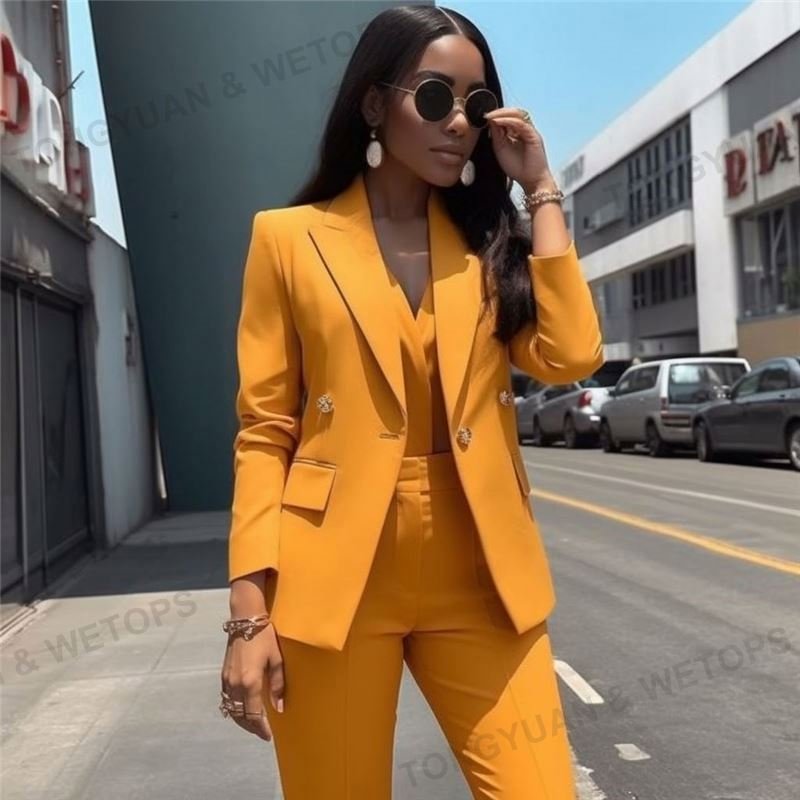Collar Long Sleeve Trousers 2 Piece Set Blazer Fashion Blazer Pantsuit Simple Solid Color Suit Women's Office Suit