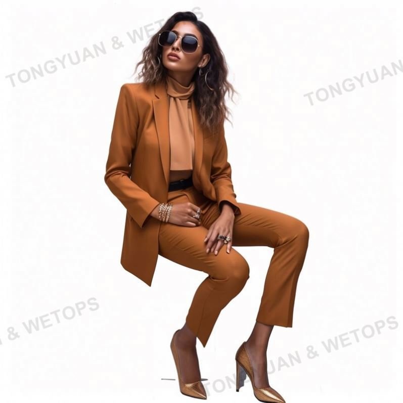 Collar Long Sleeve Trousers 2 Piece Set Blazer Fashion Blazer Pantsuit Simple Solid Color Suit Women's Office Suit