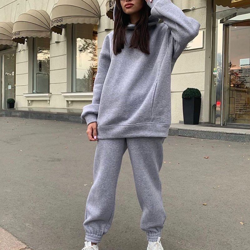 Fashion Girl Custom Printing Logo Solid Color Tracksuits Two Piece Jogger 2 Piece Set Plus Size Soccer Outfits Winter Women Sets