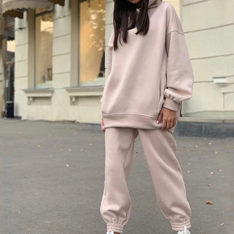 Fashion Girl Custom Printing Logo Solid Color Tracksuits Two Piece Jogger 2 Piece Set Plus Size Soccer Outfits Winter Women Sets