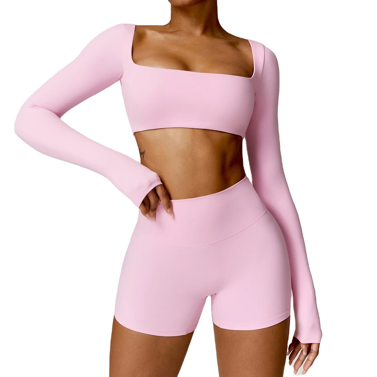 New Yoga Set 2 PCS Women Gym Long Sleeve Seamless Sportswear Workout Clothes